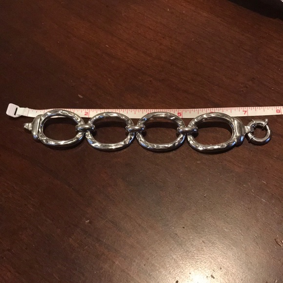 QVC Sterling Chunky Hammered Link Bracelet 7.25” - Picture 9 of 10